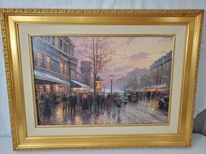 lot 3 image: Thomas Kinkade - Boulevard Lights, Paris 18x27 Framed Canvas - Artist Proof with Master Highlighting