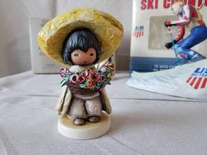 2 DeGrazia Figurines and US Ski Team Decanter