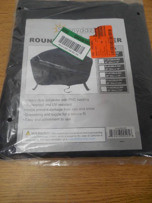 36 in. Black Durable Weather-Resistant Round Fire Pit Cover