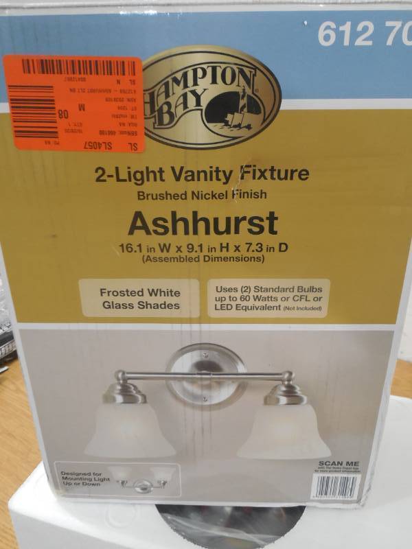 Ashhurst 2-Light Brushed Nickel Vanity Light with Frosted Glass Shades
