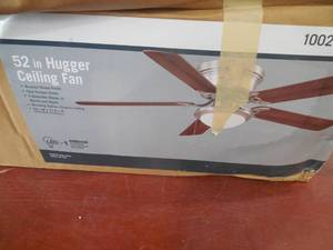 Hugger 52 in. LED Indoor Brushed Nickel Ceiling Fan with Light Kit