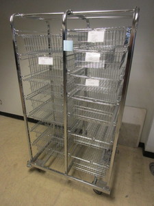 UTILITY CART, WITH PULL-OUT WIRE BASKET DRAWERS, LOCKABLE CASTER WHEELS