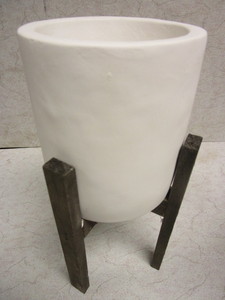 BASIK NATURE CERAMIC POTS WITH RUSTIC WOOD STANDS - NEW, BULK CASES