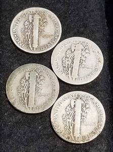 GROUP OF 4 MERCURY DIMES AS PICTURED