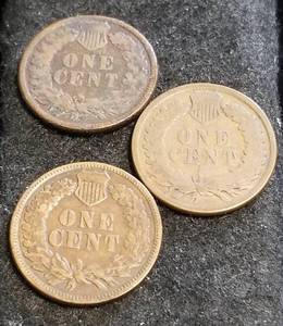 3 INDIAN HEAD CENTS 1882 1883 1884