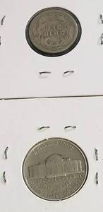 2 COINS 1911-D BARBER DIME 1939 JEFFERSON NICKEL