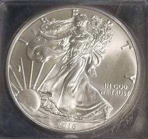 2016 AMERICAN SILVER EAGLE 1 TROY OZ. .999 FINE SILVER MS70 ICG