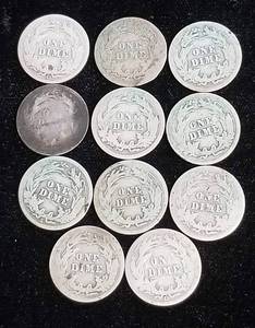 11 BARBER DIMES AS PICTURED