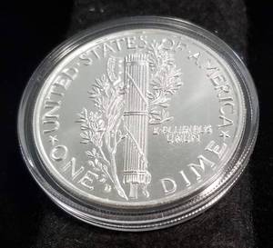 1 TROY OZ. .999 FINE SILVER MERCURY DIME DESIGN IN AIRTITE