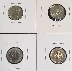 4 PROOF ROOSEVELT DIMES 1967 SMS 1969-S 1972-S 1989-S