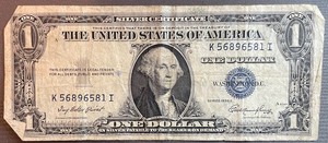 lot 49 image: 1935E $1 Silver Certificate - K56896581I