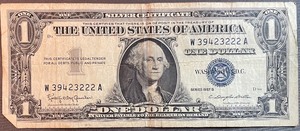 lot 46 image: 1957B $1 Silver Certificate - W39423222A