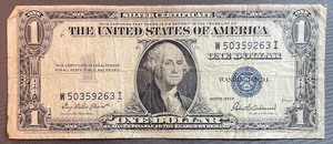 lot 45 image: 1935F $1 Silver Certificate - W50359263I