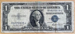 lot 19 image: 1935F $1 Silver Certificate - B48250638J