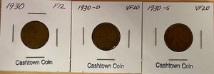 lot 35 image: 1930 P, D, & S Lincoln Wheat Pennies