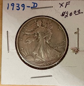 lot 43 image: 1939 D Walking Liberty Half Dollar