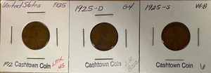 lot 40 image: 1925 P, D, & S Lincoln Wheat Pennies