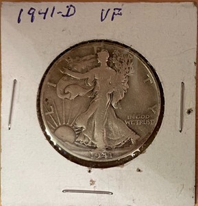 lot 44 image: 1941 D Walking Liberty Half Dollar