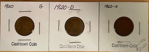 lot 37 image: 1920 P, D, & S Lincoln Wheat Pennies