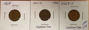 lot 36 image: 1929 P, D, & S Lincoln Wheat Pennies