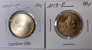 Two Native American Dollars - 2011-P & 2013-P BU