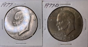 Two Ike Dollars - 1977 & 1977-D