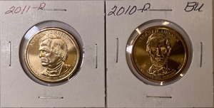 Two Presidential Dollars BU - 2010-D & 2011-D - Lincoln & Johnson