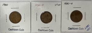 1930 P, D, & S Lincoln Wheat Cents