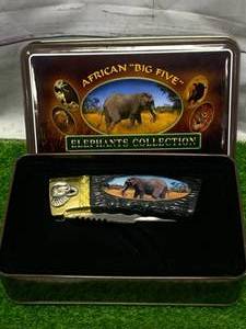 Collectible Elephant Knife in Tin Case