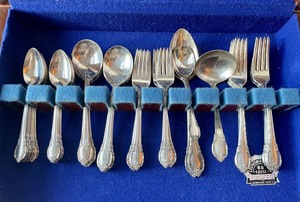 lot 61 image: 1847 Rogers Bros Silver Plated Flatware- Place Settings for 8