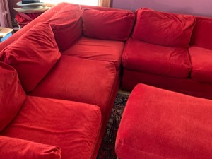 lot 9 image: Red Velvet Sectional