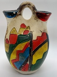 lot 107 image: Two Bright Colored Southwestern Style Vases