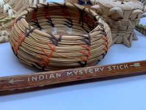 lot 111 image: Three Small Native American Baskets & Indian Mystery Stick