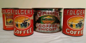 lot 93 image: Four Vintage Coffee Tins