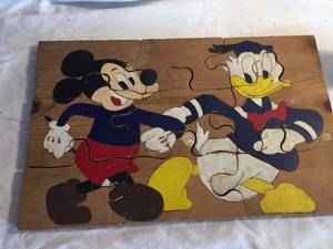 lot 227 image: Vintage Mickey Mouse Puzzle and Metal Mickey Mouse Bank