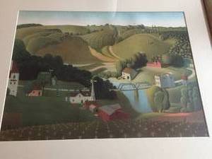 lot 315 image: Stone City Framed Art By Grant Wood