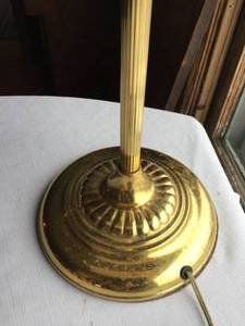 lot 319 image: Brass Desk Lamp With Amber Glass Shade