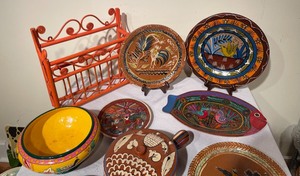 lot 214 image: Vintage Orange Wall Rack and More
