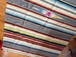 lot 256 image: Vintage Multi Colored Woven Blanket