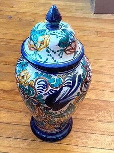 lot 328 image: Large Floral Vase With Cover