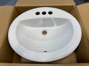 lot 31 image: AMERICAN STANDARD Aqualyn Self-Rimming Drop-In Bathroom Sink in White