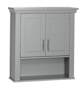 lot 43 image: RIVERRIDGE HOME Somerset Collection 22.88 in. W x 24.38 in. H x 7.88 in. D 2-Door Wall Cabinet in Gray