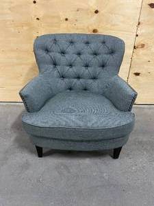 lot 58 image: NOBLE HOUSE Tafton Grey Fabric Tufted Club Chair