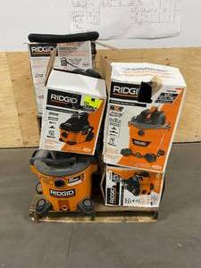 lot 72 image: RIDGID Lot of 8 Shop Vacs (various models) (non-working)