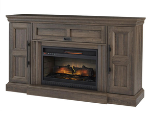 lot 8 image: HOME DECORATORS COLLECTION Abigail 60 in. Media Console Infrared Electric Fireplace in Country Ash Oak