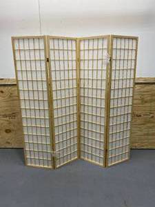 lot 111 image: ORIENTAL FURNITURE 6 ft. Natural 4-Panel Room Divider