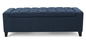 lot 92 image: NOBLE HOUSE Hikaru Tufted Dark Blue Fabric Storage Bench