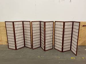 lot 71 image: ORIENTAL FURNITURE Lot of 3- 4 ft. Walnut 3-Panel Room Dividers