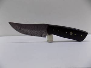 Damascus Steel Fixed Blade Knife With Leather Sheath