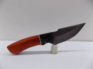 Damascus Steel Fixed Blade Knife With Leather Sheath